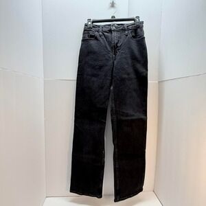 Hollister Ultra High Rise Dad Jeans Black Straight Leg Vintage Stretch 2R W26R